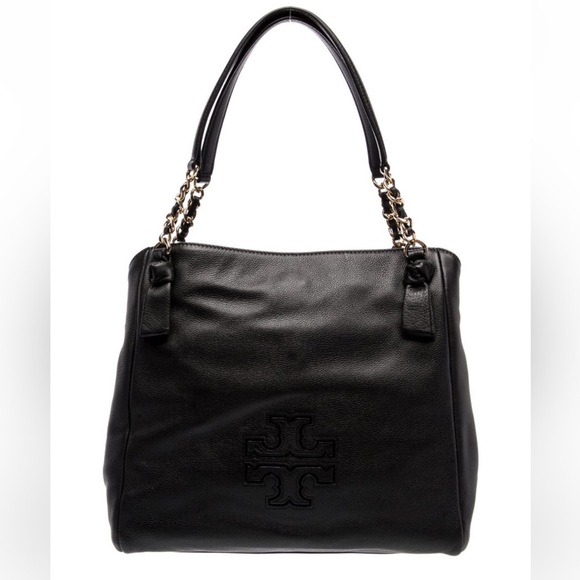 Tory Burch Harper Black Leather Tote EUC - Picture 3 of 6